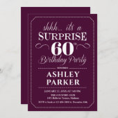 Verrassing 60ste Verjaardagsfeest - Bourgondië Wit Kaart (Voorkant / Achterkant)
