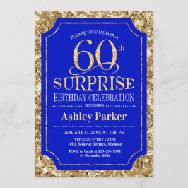 Verrassing 60ste Verjaardagsfeest - Gold Royal Blu Kaart