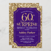 Verrassing 60ste Verjaardagsfeest - Goud Paarse Kaart (Voorkant / Achterkant)