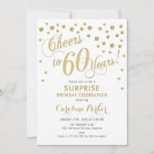 Verrassing 60ste Verjaardagsfeest - Goud Wit Kaart (Voorkant)