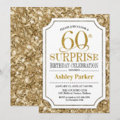 Verrassing 60ste Verjaardagsfeest - Goud Wit Kaart (Voorkant / Achterkant)
