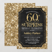 Verrassing 60ste Verjaardagsfeest - Goud Zwart Kaart (Voorkant / Achterkant)