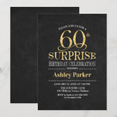 Verrassing 60ste Verjaardagsfeest - Goud Zwart Kaart (Voorkant / Achterkant)