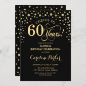 Verrassing 60ste Verjaardagsfeest - Goud Zwart Kaart (Voorkant / Achterkant)
