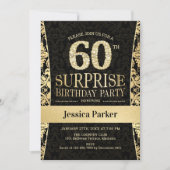 Verrassing 60ste Verjaardagsfeest - Goud Zwart Kaart (Voorkant)