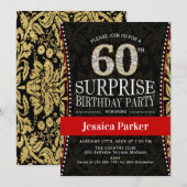Verrassing 60ste Verjaardagsfeest - Goud Zwart Roo Kaart (Voorkant / Achterkant)