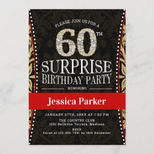 Verrassing 60ste Verjaardagsfeest - Goud Zwart Roo Kaart