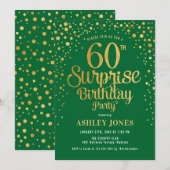 Verrassing 60ste Verjaardagsfeest - Groen & Goud Kaart (Voorkant / Achterkant)