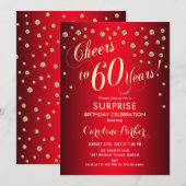 Verrassing 60ste Verjaardagsfeest - Rood Goud Kaart (Voorkant / Achterkant)