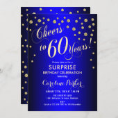 Verrassing 60ste Verjaardagsfeest - Royal Blue Gol Kaart (Voorkant / Achterkant)