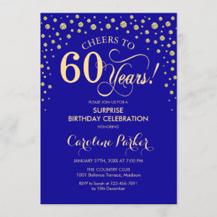 Verrassing 60ste Verjaardagsfeest - Royal Blue Gol Kaart