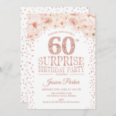 Verrassing 60ste Verjaardagsfeest - Wit Rose Gold Kaart (Voorkant / Achterkant)