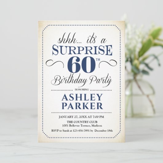 Verrassing 60ste Verjaardagsfeest - Witte Marine Kaart (Staand voorkant)