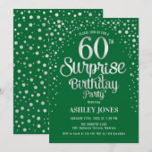 Verrassing 60ste Verjaardagsfeest - Zilver & Groen Kaart (Voorkant / Achterkant)