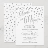 Verrassing 60ste Verjaardagsfeest - Zilver Wit Kaart (Voorkant / Achterkant)