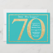 Verrassing 70e verjaardag Blauwgroen en Gouden Gli Kaart (Voorkant)