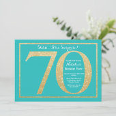 Verrassing 70e verjaardag Blauwgroen en Gouden Gli Kaart (Staand voorkant)