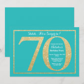 Verrassing 70e verjaardag Blauwgroen en Gouden Gli Kaart (Voorkant / Achterkant)