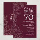 Verrassing 70e verjaardag Bourgondische Floral Kaart (Voorkant / Achterkant)