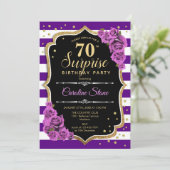 Verrassing 70e Verjaardag - Paarse Goud Kaart (Staand voorkant)