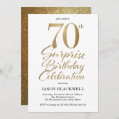 Verrassing 70e verjaardag Party Gold Kaart (Voorkant / Achterkant)