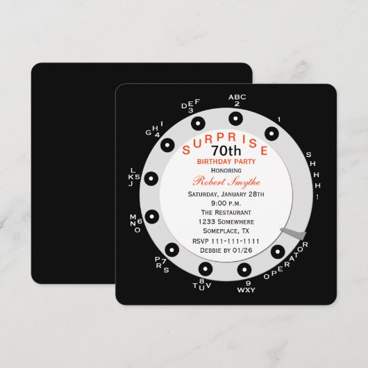 Verrassing 70e verjaardag Party uitnodiging Rotary (Voorkant / Achterkant)