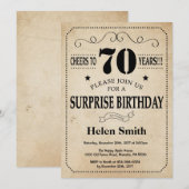 Verrassing 70e verjaardag rustieke  retro kaart (Voorkant / Achterkant)