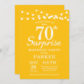 Verrassing 70e verjaardag uitnodiging geel (Voorkant / Achterkant)