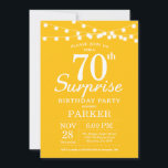 Verrassing 70e verjaardag uitnodiging geel<br><div class="desc">Verrassing 70e verjaardag uitnodiging met strijklichten. Gele en witte achtergrond. Verjaardag van mannen of vrouwen. 13e 15e 16e 18e 20e 21e 30e 40e 50e 60e 70e 80e 90e 100e,  elke leeftijd. Voor verdere aanpassing klikt u op de knop "Aanpassen" en gebruikt u onze ontwerptool om deze sjabloon te wijzigen.</div>
