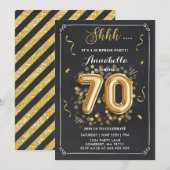 Verrassing 70e verjaardag uitnodiging Gold schoolb (Voorkant / Achterkant)