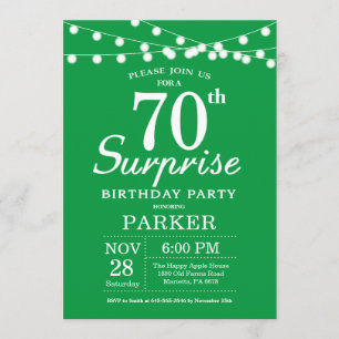 Verrassing 70e verjaardag uitnodiging groen