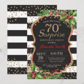 Verrassing 70e verjaardag Uitnodiging Kerst Goud (Voorkant / Achterkant)