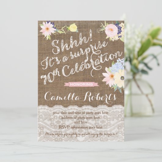 verrassing 70e verjaardag uitnodigingen , verrassi (Staand voorkant)