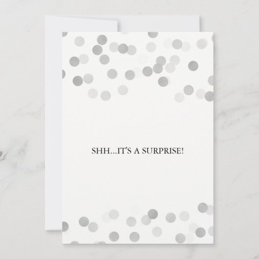 Verrassing 70e verjaardag Zilveren Folie Glitter L Kaart (Achterkant)