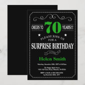 Verrassing 70e verjaardag zwart en groen schoolbor kaart (Voorkant / Achterkant)