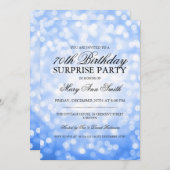 Verrassing 70e verjaardagsfeest Blauwe Glitter Lig Kaart (Voorkant / Achterkant)