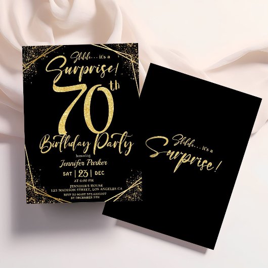 Verrassing 70e Verjaardagsfeestje Zwart & Goud Gli Kaart