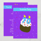 Verrassing 70e Verjaardagspartij Uitnodiging Cupca (Voorkant / Achterkant)