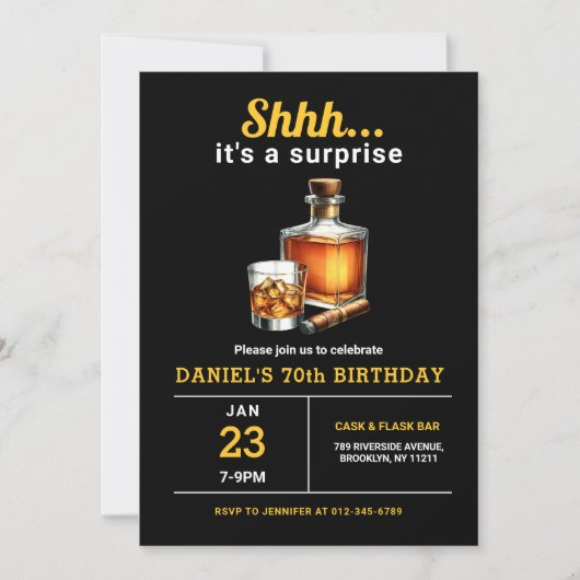 Verrassing 70e Whiskey Cigar Bourbon Verjaardagsfe Kaart (Voorkant)