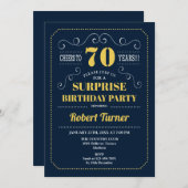 Verrassing 70ste verjaardag - Navy Gold Kaart (Voorkant / Achterkant)