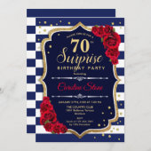 Verrassing 70ste verjaardag - Navy White Red Kaart (Voorkant / Achterkant)