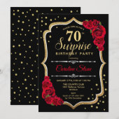 Verrassing 70ste verjaardag - Zwart Goud Rood Uitn Kaart (Voorkant / Achterkant)