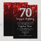 Verrassing 70ste verjaardag - Zwart Rood Zilver Kaart (Voorkant / Achterkant)