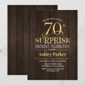 Verrassing 70ste Verjaardagsfeest - Goud Hout Kaart (Voorkant / Achterkant)