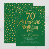 Verrassing 70ste Verjaardagsfeest - Groen & Goud Kaart (Voorkant / Achterkant)