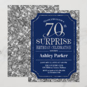 Verrassing 70ste Verjaardagsfeest - Zilver Navy Bl Kaart (Voorkant / Achterkant)