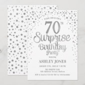 Verrassing 70ste Verjaardagsfeest - Zilver & Wit Kaart (Voorkant / Achterkant)