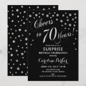 Verrassing 70ste Verjaardagsfeest - Zilver Zwart Kaart (Voorkant / Achterkant)