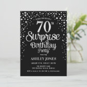 Verrassing 70ste Verjaardagsfeest - Zilver & Zwart Kaart (Staand voorkant)