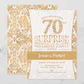 Verrassing 70ste verjaardagsfeestje - Gold White Kaart (Voorkant / Achterkant)
